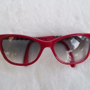 CHANEL Red Chain Eyeglass Frames Only